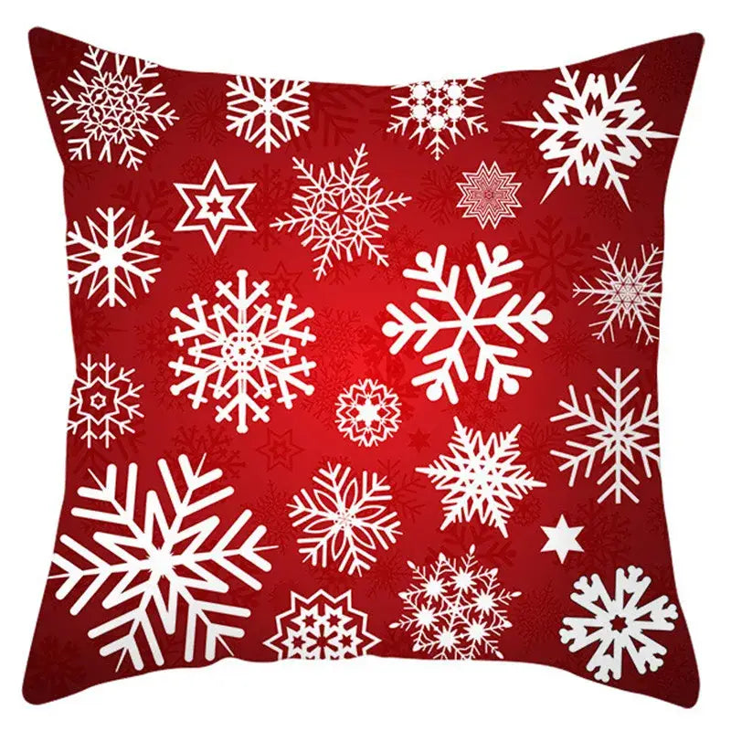Red throw pillow cover with white snowflake and star patterns for decorbites christmas santa home decor