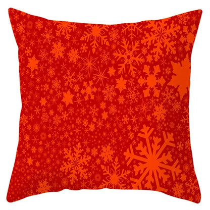 Vibrant red decorbites christmas santa pillow cover with intricate orange snowflake pattern 18x18 inch