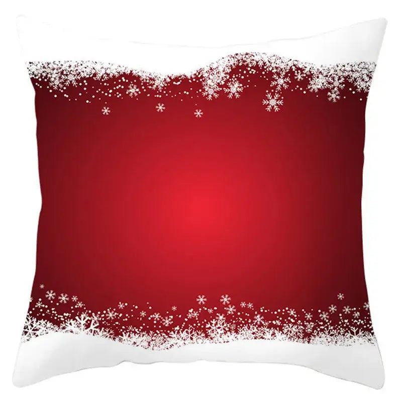 Red throw pillow cover with white snowflake border design for decorbites christmas santa claus collection 18x18 inch