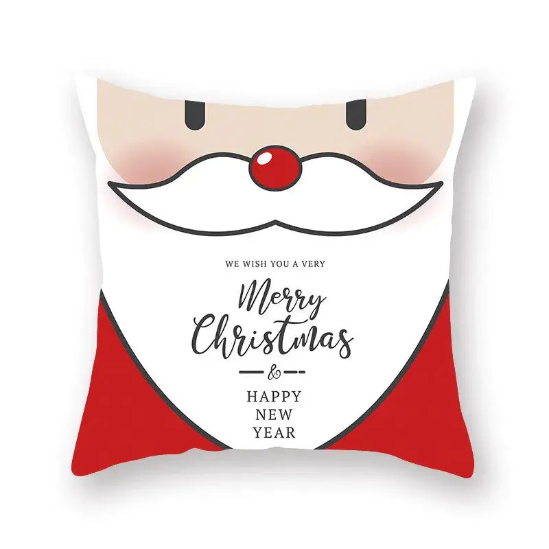 White decorbites christmas santa elk pillowcase with cartoon santa face red accents and merry christmas text for sofa decor