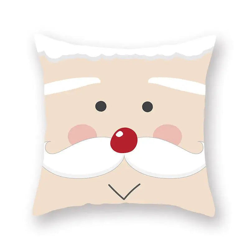 Beige decorbites christmas santa pillowcase 45x45cm featuring cartoon santa elk face for sofa chair decor