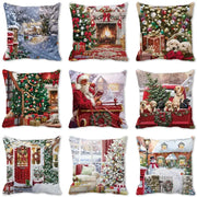 Decorbites christmas short plush pillowcases featuring festive scenes on soft polyester fabric for holiday home decor