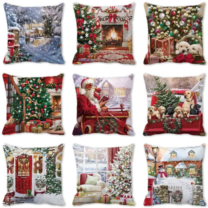 Decorbites christmas short plush pillowcases featuring festive scenes on soft polyester fabric for holiday home decor
