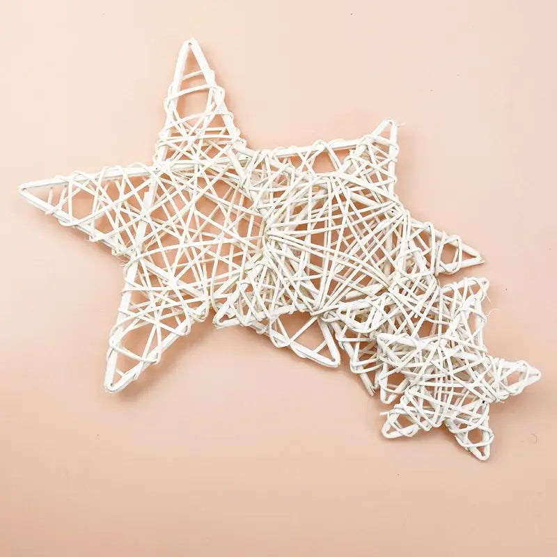 White woven rattan decorbites christmas star wreath home decoration ideal for wedding background and DIY artificial plants