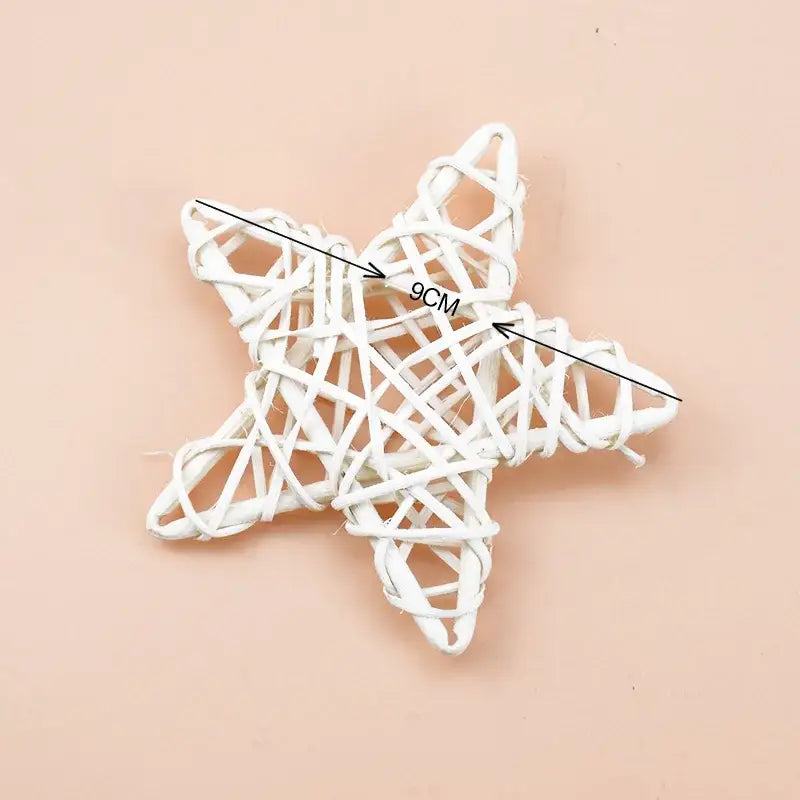 White woven rattan decorbites christmas star ornament 9cm for christmas star wreath and star wreath home decoration