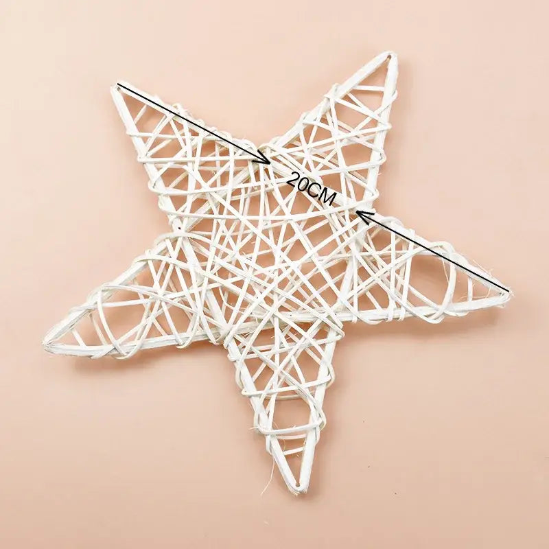White woven wicker decorbites christmas star wreath 20cm across for star wreath home decoration and wedding background