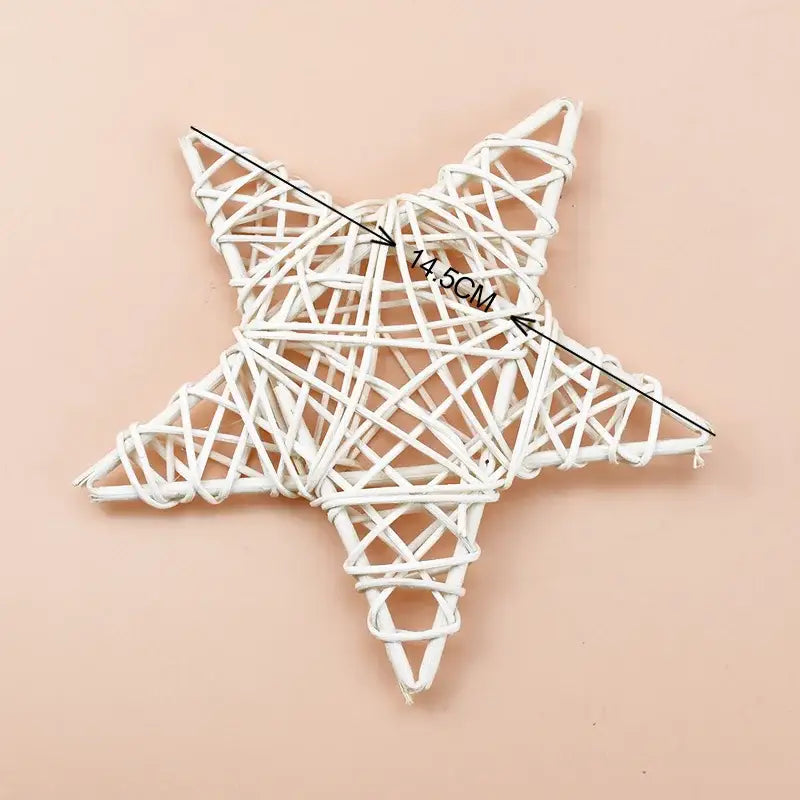 White woven wicker decorbites christmas star 14.5cm across ideal for christmas star wreath home decoration