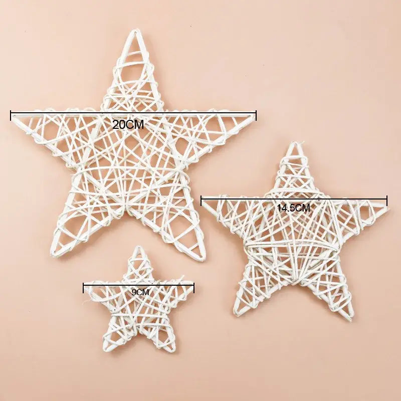 White woven wicker stars in three sizes from decorbites christmas star wreath home decoration collection