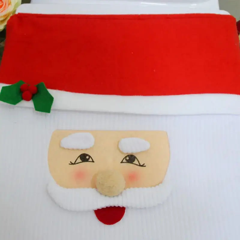 Decorbites christmas toilet placemat featuring red and white felt santa claus with embroidered face and holly accent
