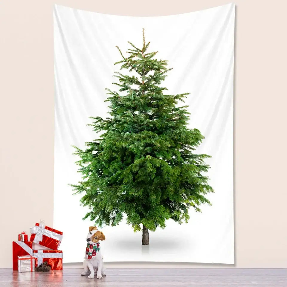 A large green decorbites christmas tree tapestry with realistic pine needles for christmas tree bedroom decoration