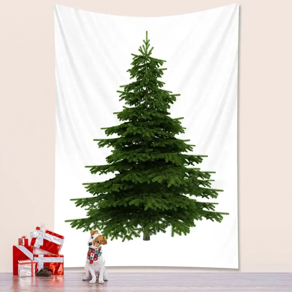 Decorbites christmas tree tapestry in green with realistic pine needle texture for bohemian bedroom wall decor