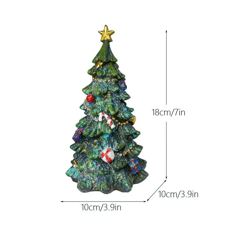 DecorBites™ green glittery christmas tree candle holder with red white ornaments gold stars and candy cane decorations