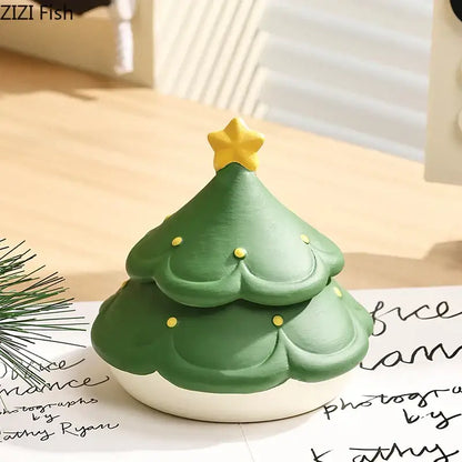 Green ceramic christmas tree ashtray with yellow star topper and gold dots decorbites christmas tree ceramic design