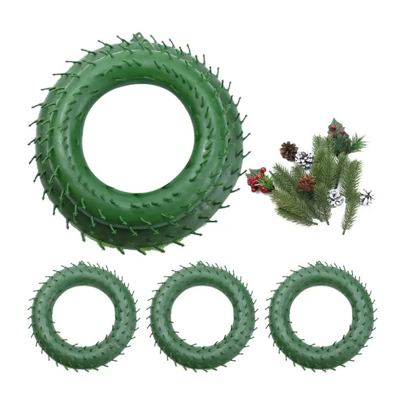 Green plastic christmas tree wreath form with pine needles and decorative accents from decorbites christmas tree decor