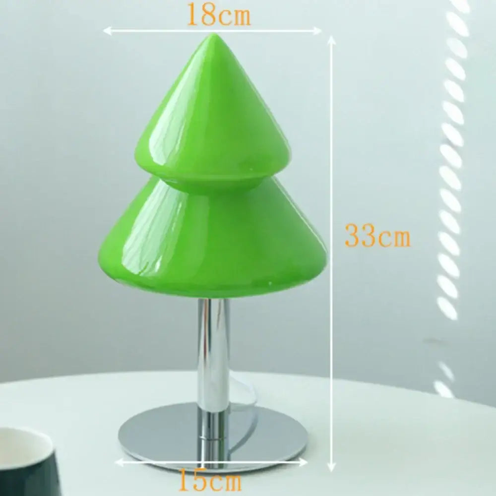 Vibrant green glossy decorbites christmas tree glass table lamp with sleek chrome stand for living room decor