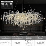 DecorBites™ chrome rectangular crystal chandelier light fixture with clear crystal droplets and sleek aluminum frame