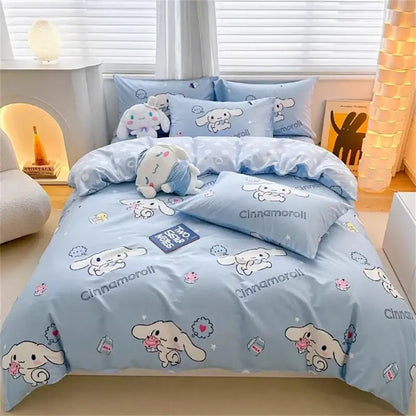 Light blue DecorBites™ cinnamoroll cartoon bedding set with soft plush fabric and cute duvet cover for cute home decor