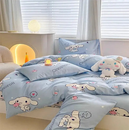 Light blue DecorBites™ cinnamoroll cartoon bedding set with soft plush fabric and cute duvet cover for home decor
