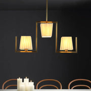 DecorBites classic brass island pendant light kit with three warm-toned fabric shades ceiling light for dining room