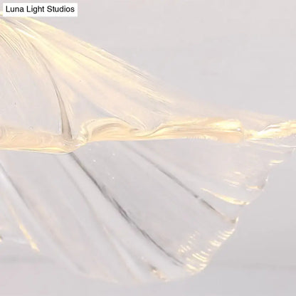 Decorbites™ classic glass ceiling light fixture with brass lamp holder featuring translucent sheer fabric folds and golden edges