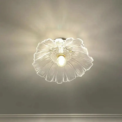 Decorbites™ classic glass ceiling light fixture with clear flower shape and brass lamp holder for corridors