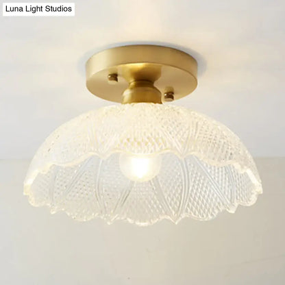DecorBites™ classic glass ceiling light fixture with scalloped edge and brass lamp holder for corridors