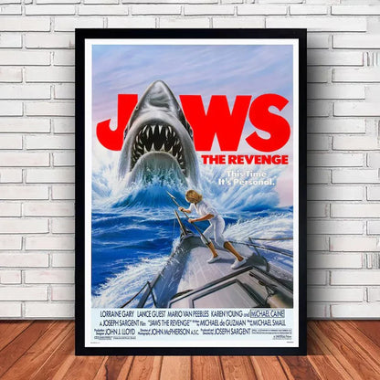 Classic JAWS Movie Poster Canvas Wall Art - SW8741 / (A4)21X30cm Unframed - Posters