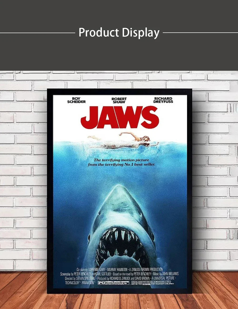 Classic JAWS Movie Poster Canvas Wall Art - Posters