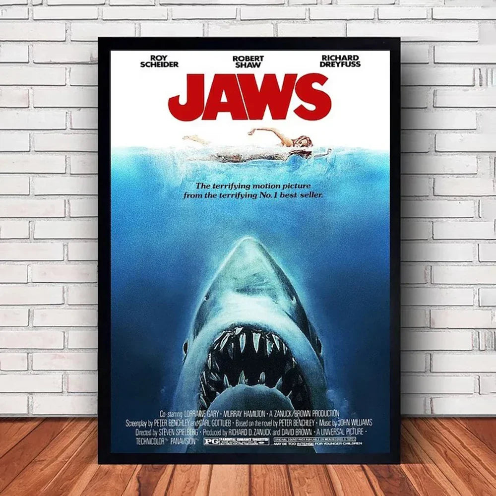 Classic JAWS Movie Poster Canvas Wall Art - SW8736 / (A3)30x42cm Unframed - Posters