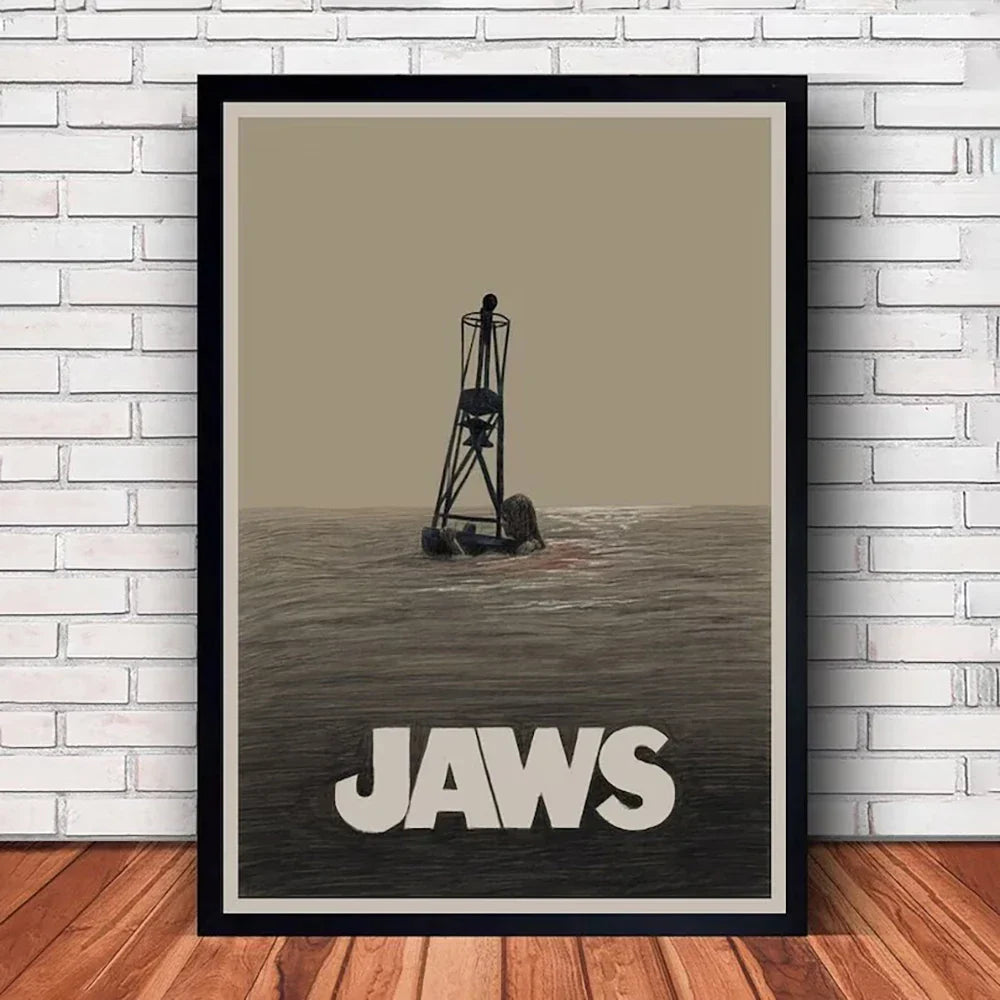 Classic JAWS Movie Poster Canvas Wall Art - SW8743 / (A4)21X30cm Unframed - Posters