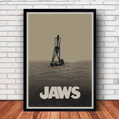 Classic JAWS Movie Poster Canvas Wall Art - SW8743 / (A4)21X30cm Unframed - Posters