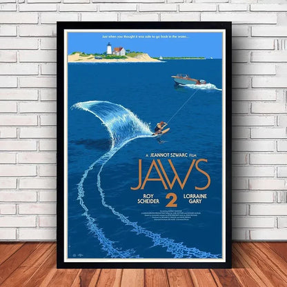 Classic JAWS Movie Poster Canvas Wall Art - SW8744 / (A3)30x42cm Unframed - Posters