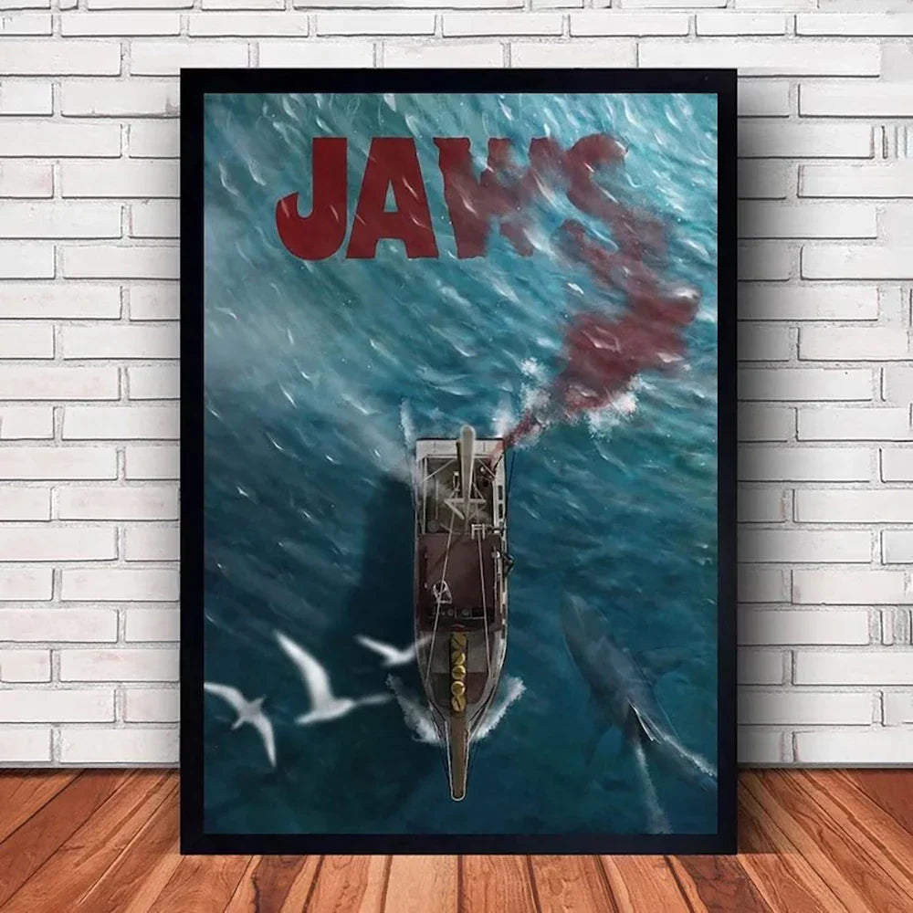 Classic JAWS Movie Poster Canvas Wall Art - SW8745 / (A4)21X30cm Unframed - Posters