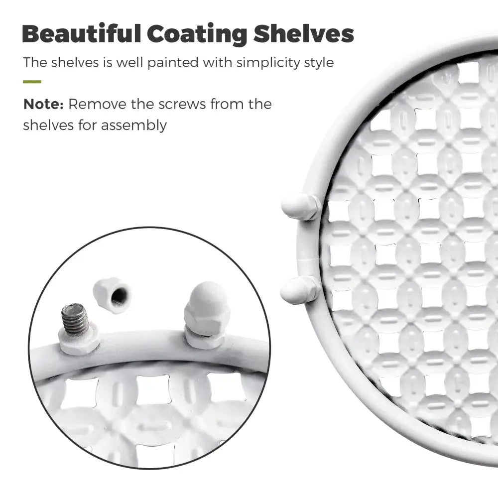 White plastic circular shelf with textured grid pattern and rounded edges for decorbites classic tall plant stand