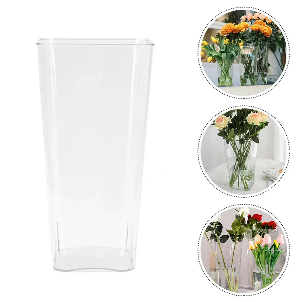 DecorBites clear acrylic hurricane flower vase large size rectangular transparent plastic container