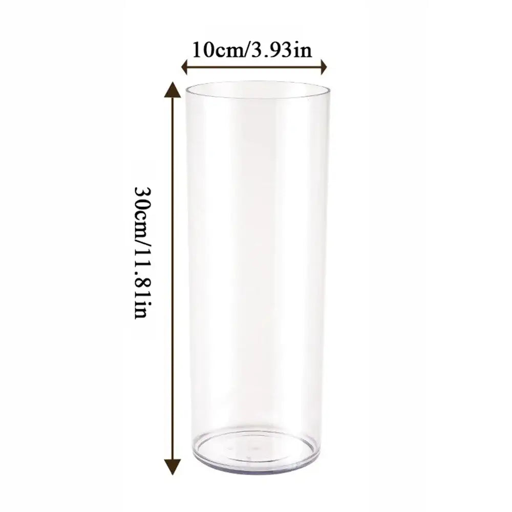 DecorBites clear acrylic hurricane flower vase large size clear cylindrical glass vase 30cm tall 10cm wide