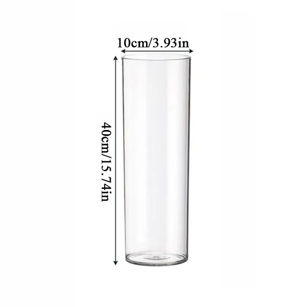 DecorBites™ clear acrylic hurricane flower vase large size 10cm diameter 40cm tall transparent cylindrical design