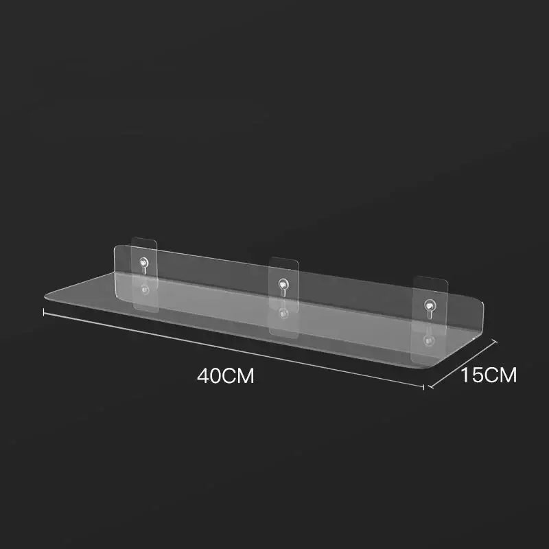 Decorbites clear acrylic wall shelf organizer 20-50cm wall mounted with adhesive mounting tabs for easy installation