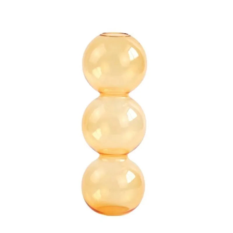 Clear Glass Bubble Vase for Home Decor - Champagne 3balls - Vase