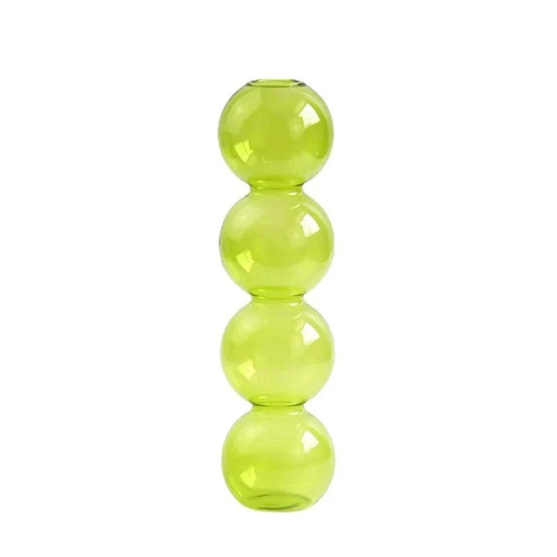 Clear Glass Bubble Vase for Home Decor - Green 4balls - Vase