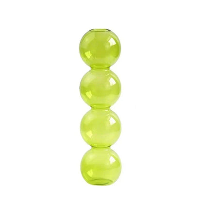 Clear Glass Bubble Vase for Home Decor - Green 4balls - Vase