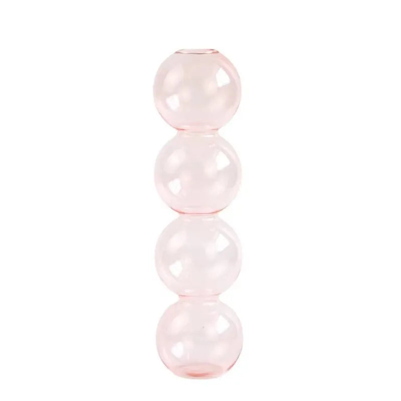 Clear Glass Bubble Vase for Home Decor - Pink 4balls - Vase