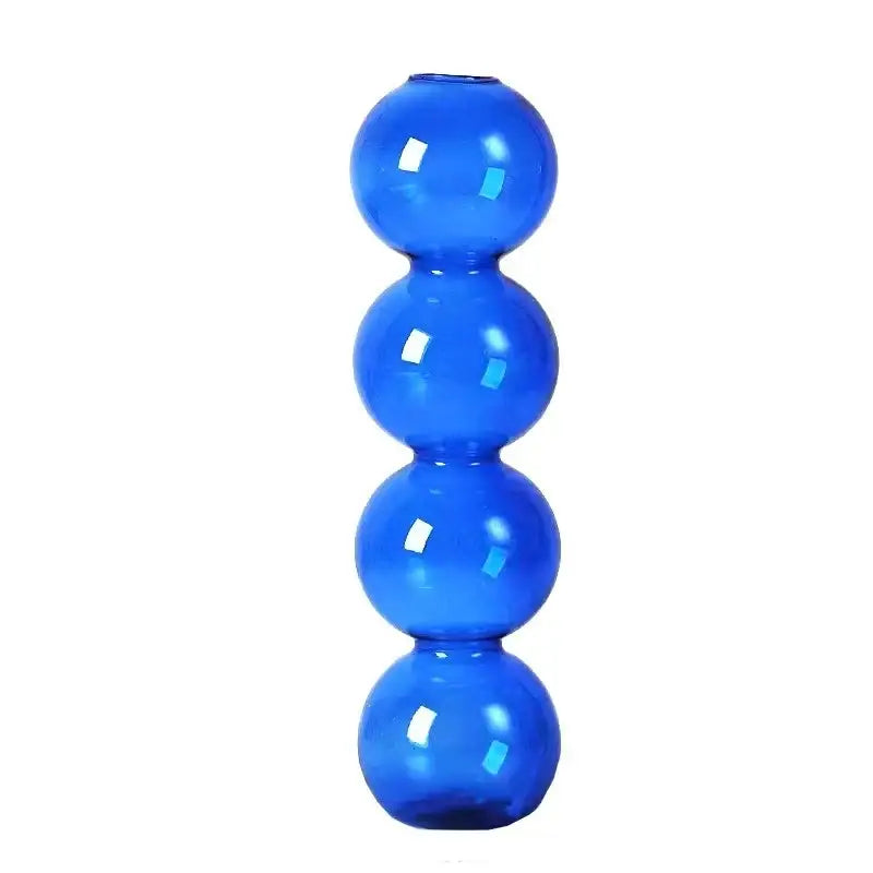 DecorBites™ clear glass bubble vase in cobalt blue composed of four stacked spheres for elegant home decor