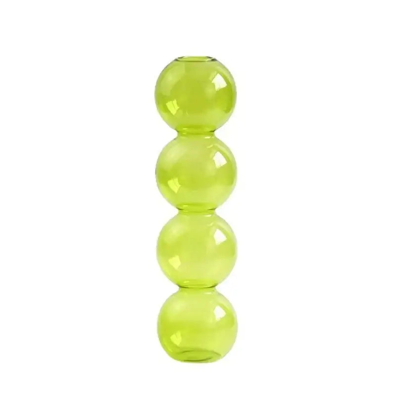 DecorBites™ clear glass bubble vase in translucent lime green with four stacked spheres for elegant home decor