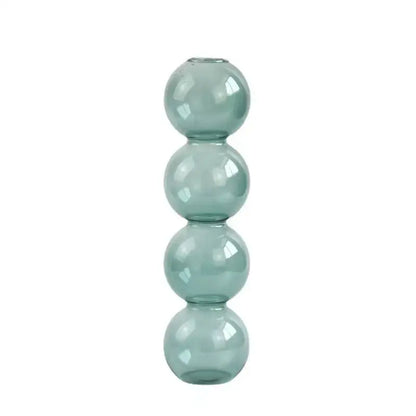DecorBites™ clear glass bubble vase with four stacked teal spherical segments for elegant home decor