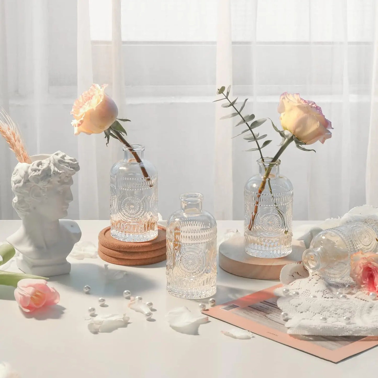 Clear Glass Bud Vases Set - 12 Pieces - Vase