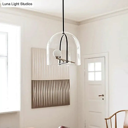 DecorBites™ clear glass cylinder ceiling light with black metal frame and exposed bulb for modern living room