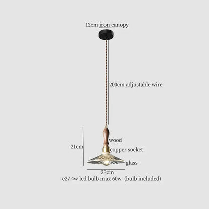 Decorbites clear glass led pendant light with black iron canopy copper socket and glass shade for bedroom lighting