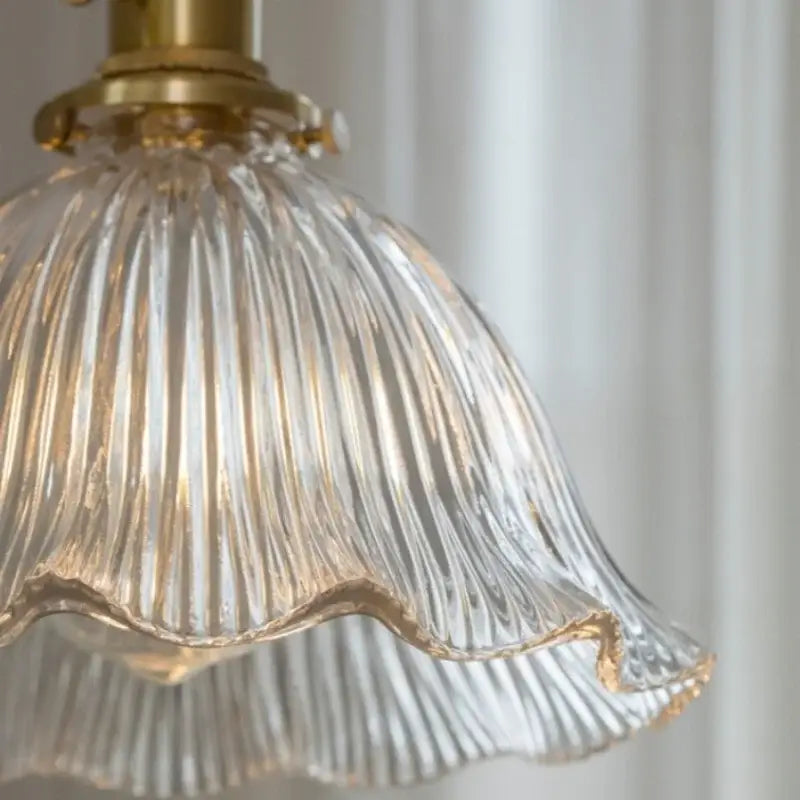 Clear glass led pendant light with ribbed design and brass fixture from decorbites for bedroom lighting