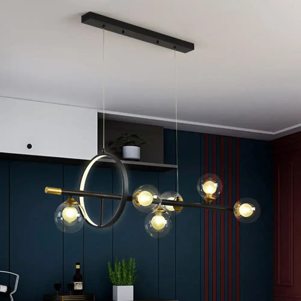 Modern black and brass decorbites molecular island chandelier with clear glass bulbs metal ring deco 220v-240v and 110v-120v